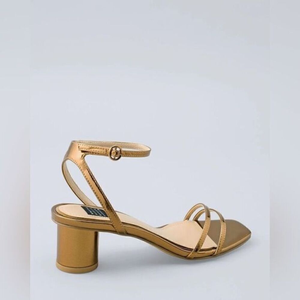 White House Black market Fabulous, strappy BRONZE leather sandal EUC 7M - Picture 3 of 13